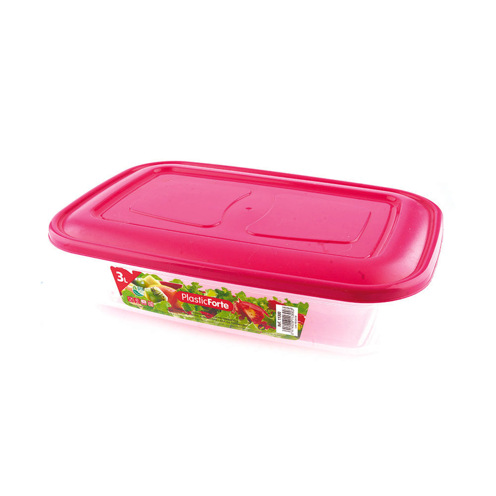 Fiambrera plástico tapa fucsia 3 L