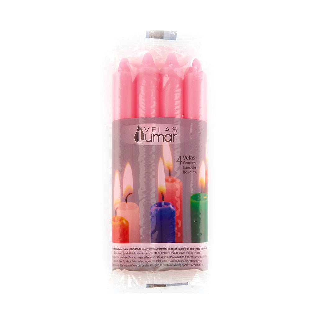 Pack 4 velas cilíndricas rosas